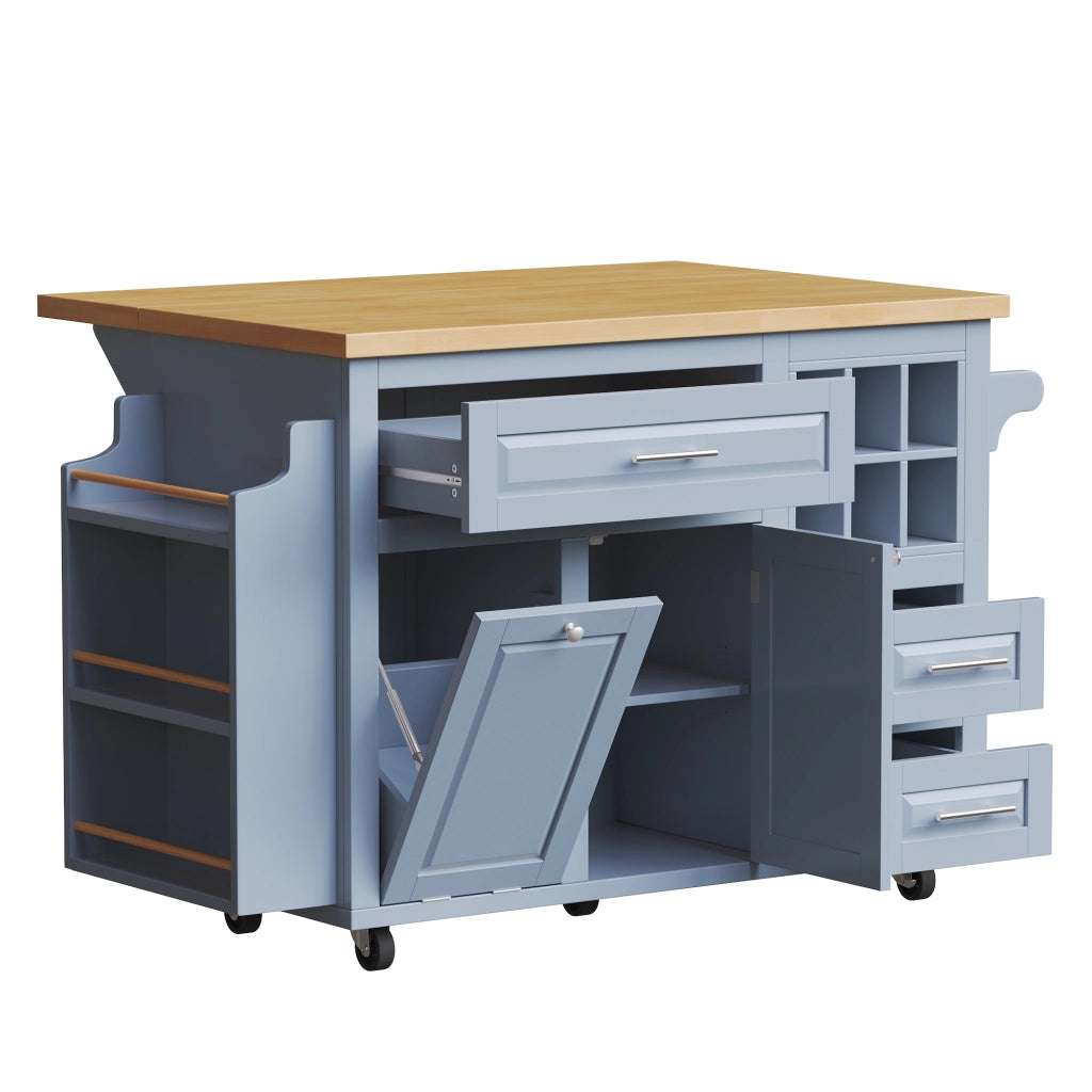 Carrello da cucina con piano ribaltabile; cassetti; ripiani regolabili; portabottiglie ed vano pattumiera