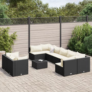 Set Divani da Giardino 10pz con Cuscini in Polyrattan Nero 3308304