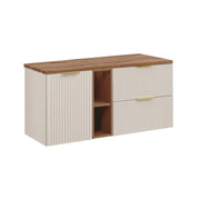 Set da bagno NOXERA 120 cm – Marrone congo & rovere wotan – piano per lavabo + nicchie