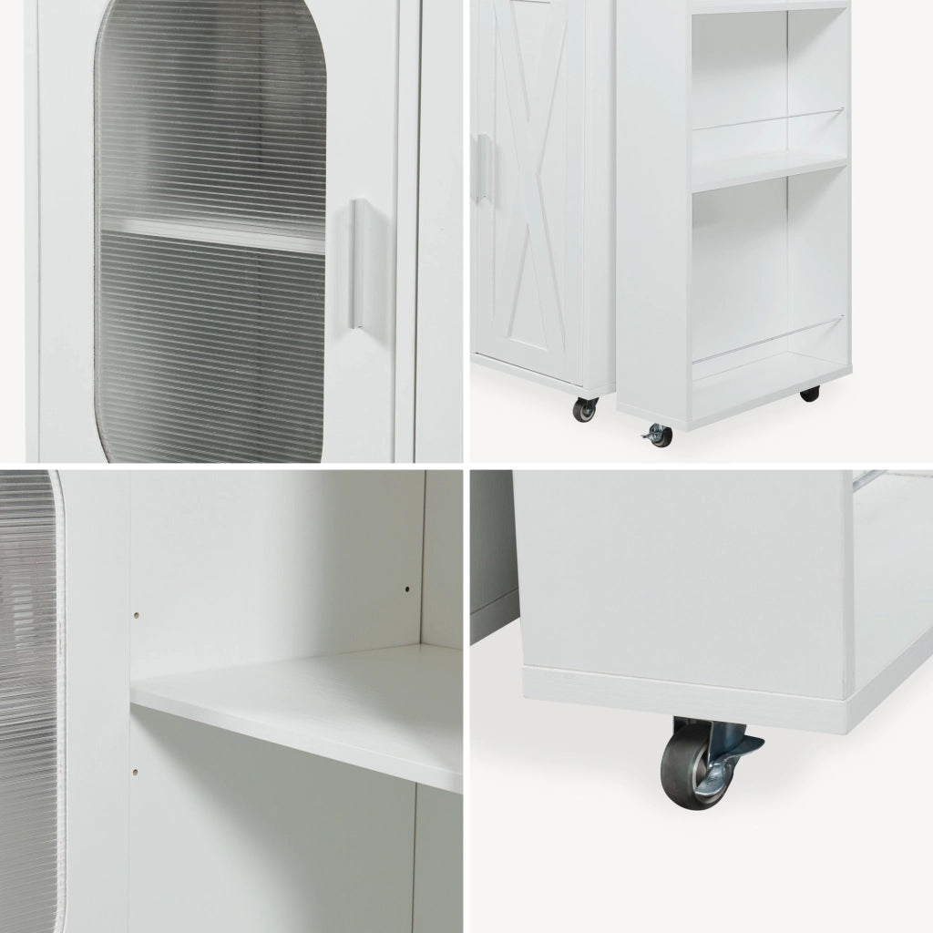 Credenza da Cucina Kudebola con Bancone Estraibile e Girevole 115 x 40 x 94 cm - Effetto Rovere / Bianco [en.casa]