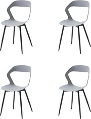 GrandCA HOME Set di 4 Sedie da Pranzo o Sedia da Ufficio con Gambe in Metallo, Sedie da Cucina per Soggiorno, Sala da Pranzo, Sala Riunioni, Grigio+Nero