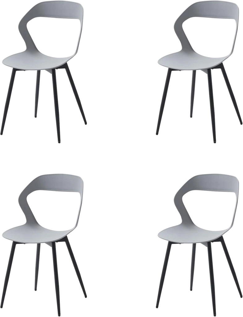 GrandCA HOME Set di 4 Sedie da Pranzo o Sedia da Ufficio con Gambe in Metallo, Sedie da Cucina per Soggiorno, Sala da Pranzo, Sala Riunioni, Grigio+Nero