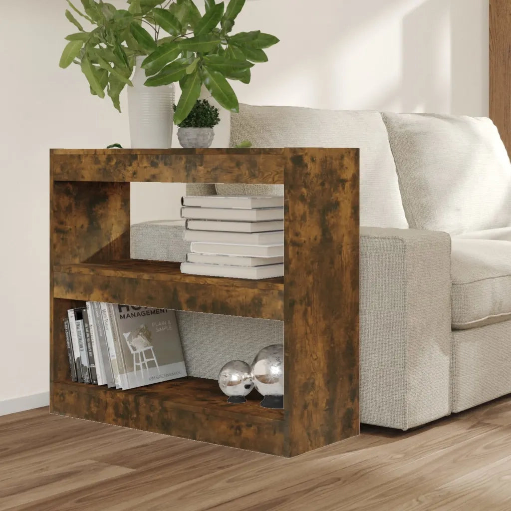 Libreria Divisorio-Scaffale per Libri-Mobile di Stoccaggio Rovere Fumo 80x30x72 cm