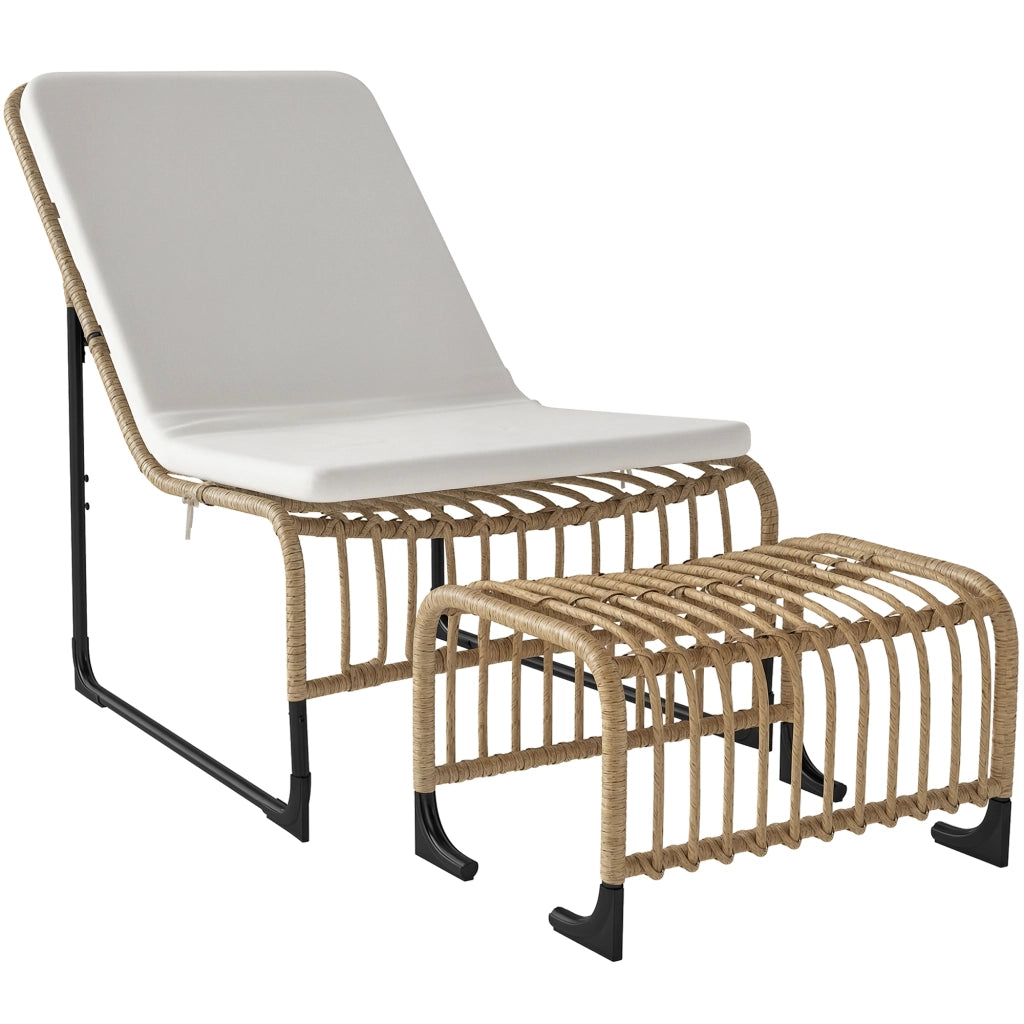 Poltrona relax con poggiapiedi in rattan per esterno ¨C zephmum ¨C 65x93x80 cm