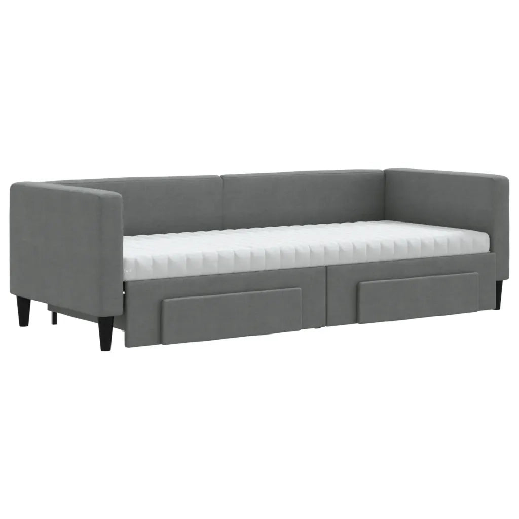 Divano Letto Estraibile Cassetti Grigio Scuro 80x200cm Tessuto 3196628