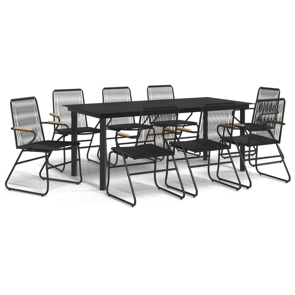 Set da Pranzo da Giardino 9 pz Nero in Rattan PVC 3060278