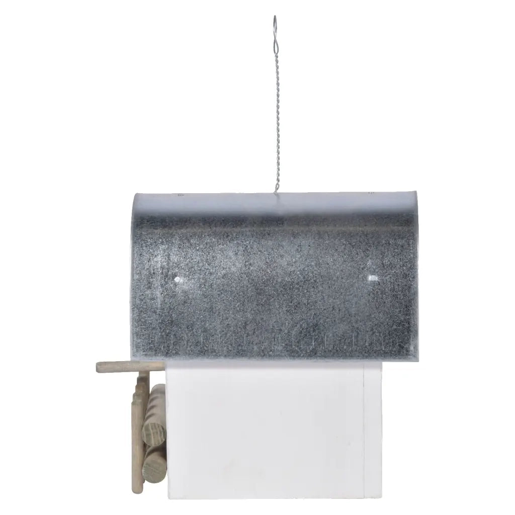 dobar Cassetta Nido Uccelli Ivory Tetto Rotondo Zinco Bianca e Argento 446277