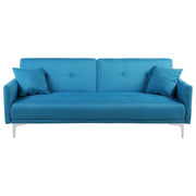 Divano Letto colore Blu Mare 3 Posti Seduta Con Bottoni meccanismo ʺClick Clackʺ in metallo