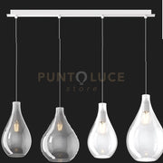 SOSPENSIONE BIANCO 4 LUCI RETTANGOLARE VETRI (2 PICCOLI (1XFU+1XTR)+2 MEDI (1XFU+1XTR)) 1193BI-S4 RPM-TF