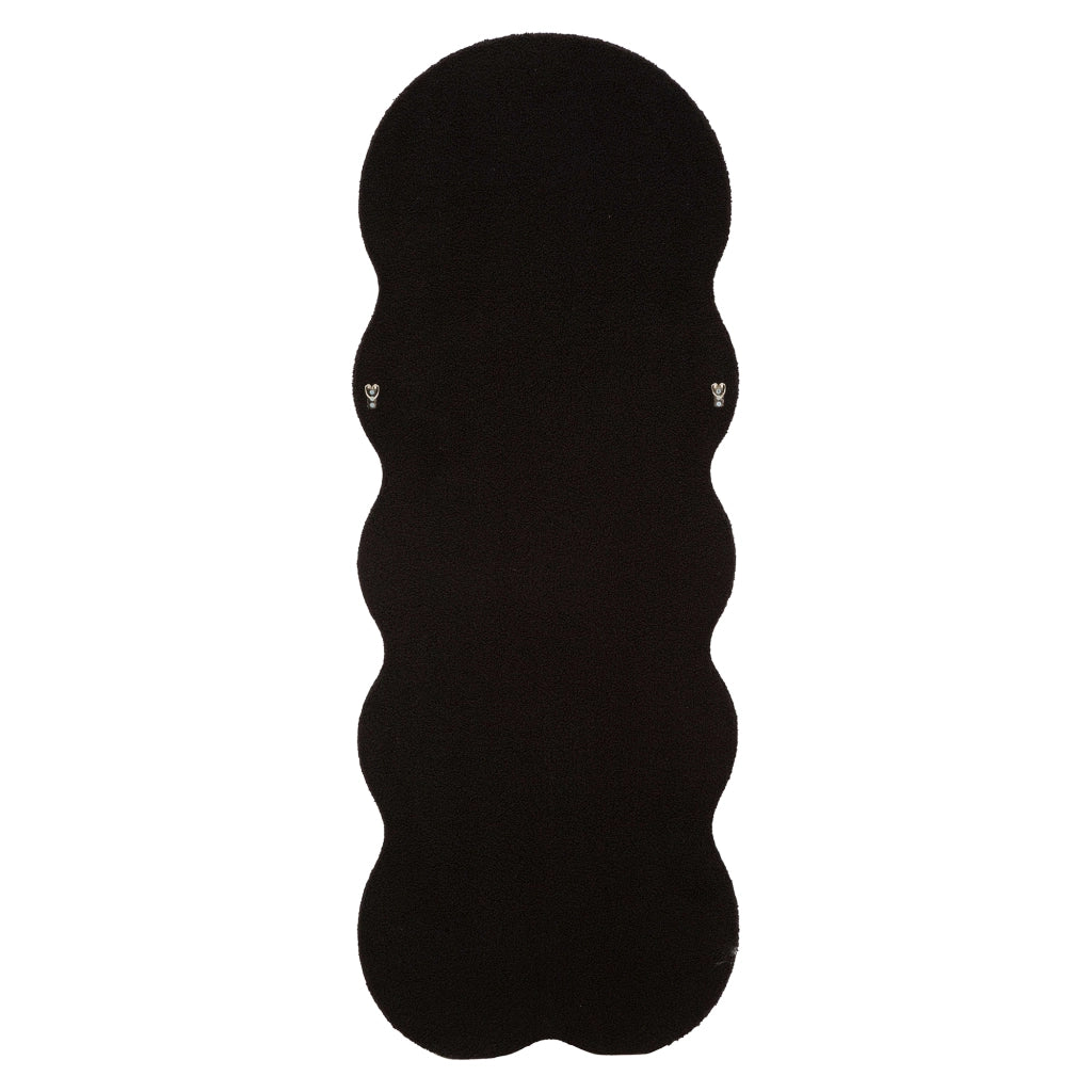 Marylin, Specchio Cornice Ondulata Tessuto Teddy, 60x160h cm Nero