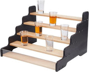Supporto da Bar per Bicchieri in Legno con Baffo in Acrilico, 33 x 22,8 x 30,5 cm