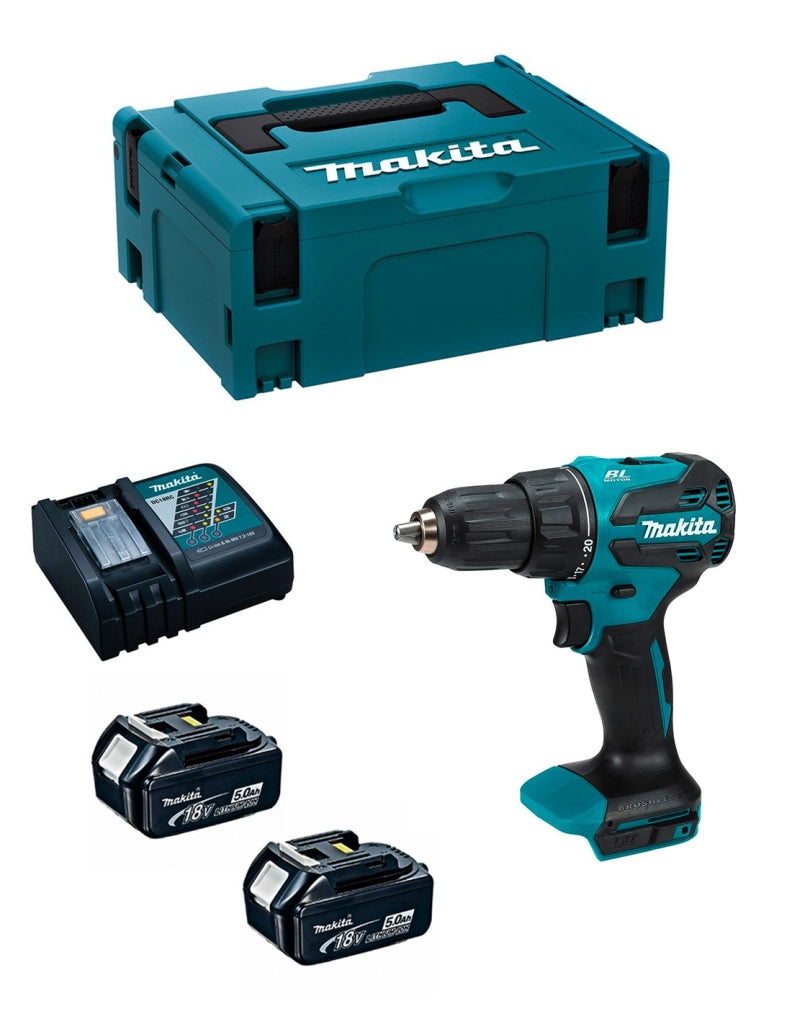 Trapano a Percussione MAKITA DHP490RTJ (2 x 5,0 Ah + DC18RC + MAKPAC 2)