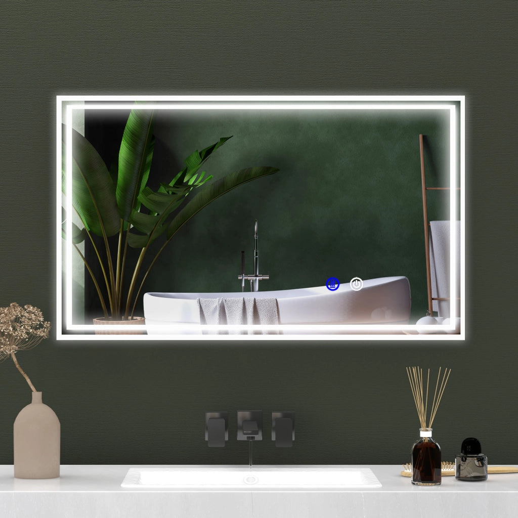 Specchio da bagno LED rettangolare ¨C Zephmum ¨C Bianco 100x60 cm