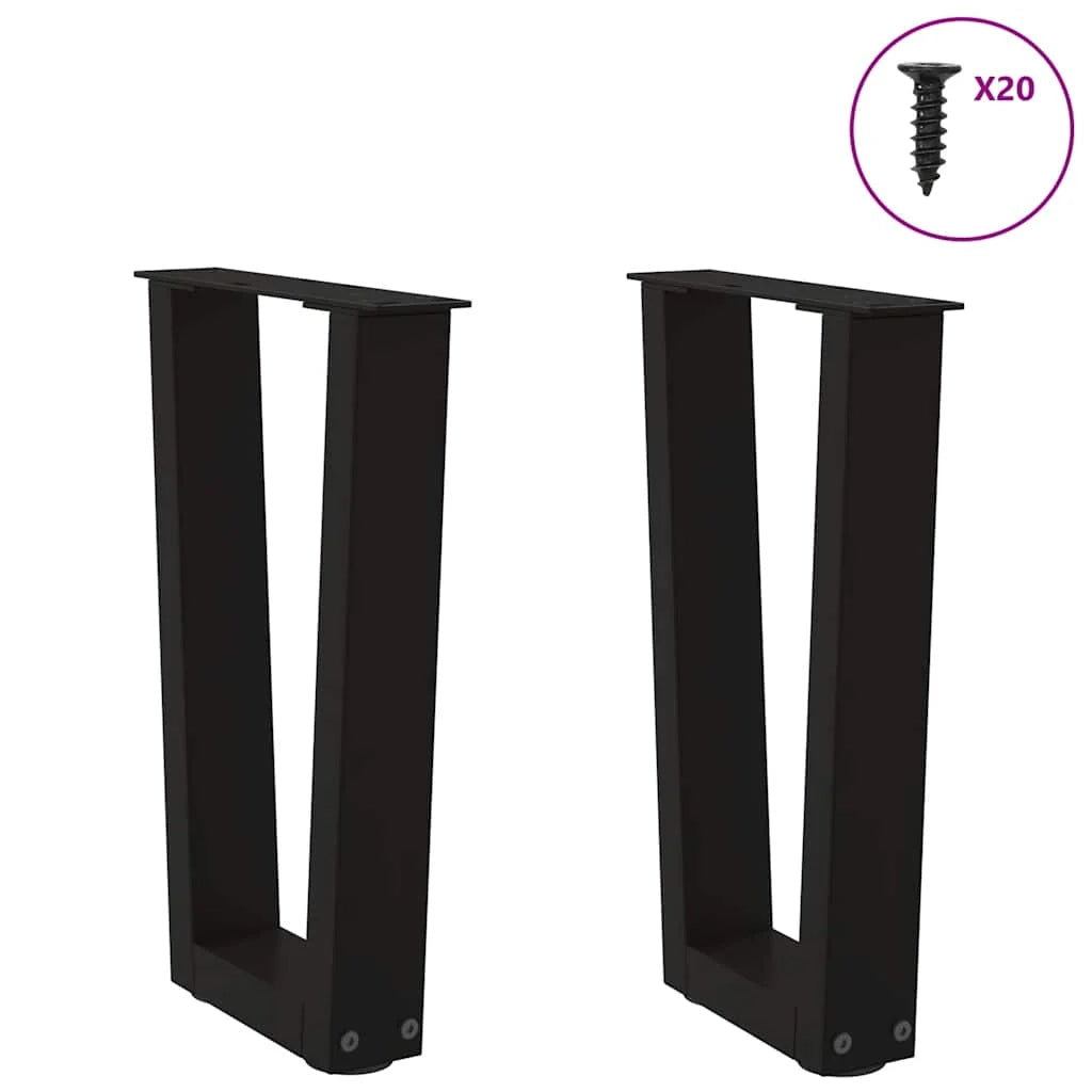 Set di 2 gambe per tavolino da caffè a forma di V 38 x 43 cm con piedini regolabili stile moderno acciaio nero 02_0056912