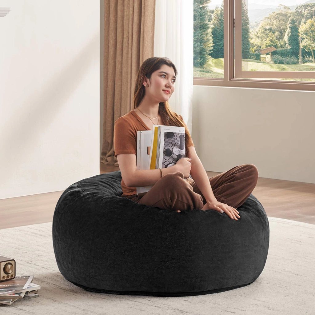 Poltrona pouf per adulti con funzione letto e forma modulabile, in sponge, nero