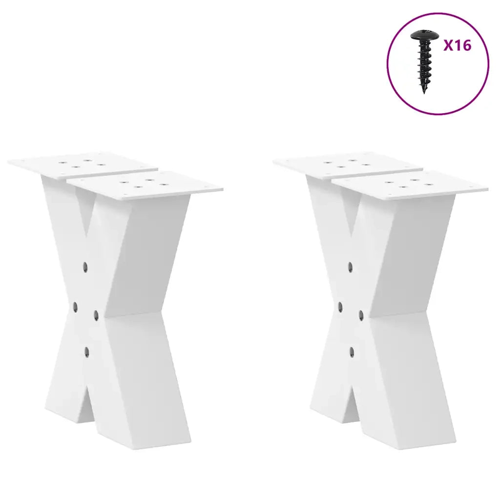 Gambe per Tavolino da Caffè a Forma di X 2 pz Bianche 40x(30-31) cm Acciaio 4012933