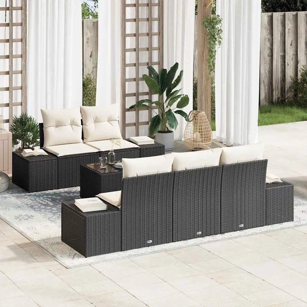 Set Divano da Giardino con cuscino Nero polyrattan 3346937