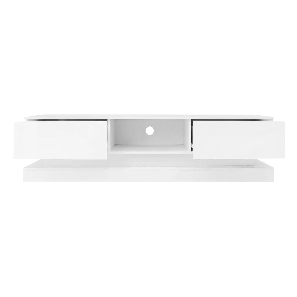 Mobile TV con LED e 2 Cassetti ¨C MINIMAL ¨C Bianco Lucido 160x35x40,5 cm