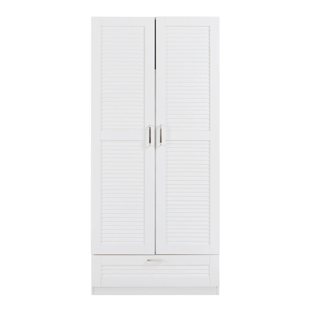 Scaffale guardaroba 176 x 80 x 52 cm mobile contenitore per camera da letto con 4 ripiani e 1 cassetto MDF bianco 03_0008869