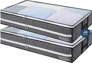 Cassa di Stoccaggio per Sotto Letto 2 Pezzi con Finestra di Visuale e 4 Maniglie 60 x 45 x 15 cm Cassaforte Pieghevole per Peli