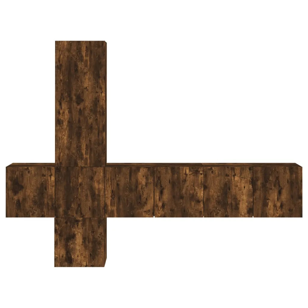 vidaXL Mobili TV a Muro 5pz Rovere Fumo in Legno Multistrato