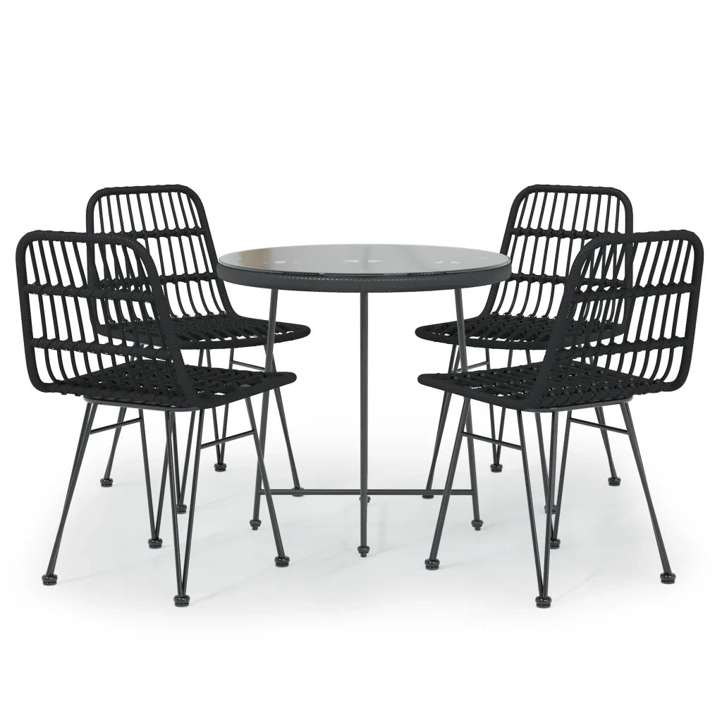 Set da Pranzo da Giardino 5 pz Nero in Polyrattan 3157844