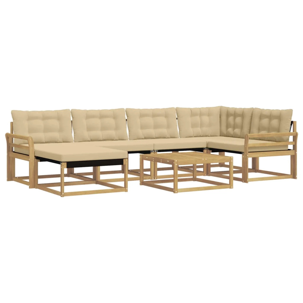 Set di divani da esterno 7 pcs Bianco e Beige 79 x 79 x 37 cm