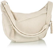 Borsa da Spalla per Donna - Tessuto a Corduroy - Cinturino Regolabile - Forma Mezza Luna - 35 x 25 x 7 cm - Materiale Sostenibile - Borsa da Spalla