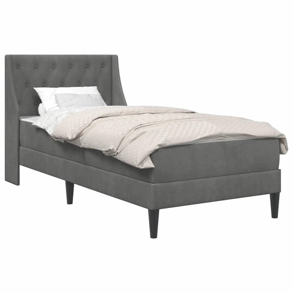Struttura letto con materasso Grigio scuro 90 x 200 cm Velluto