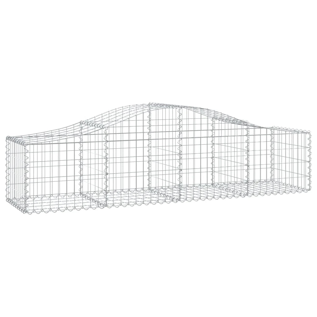 Cestini gabbioni recinzione a gabbia muro di contenimento ad arco 11 pezzi 200 x 50 x 40/60 cm ferro zincato argento 02_0040332