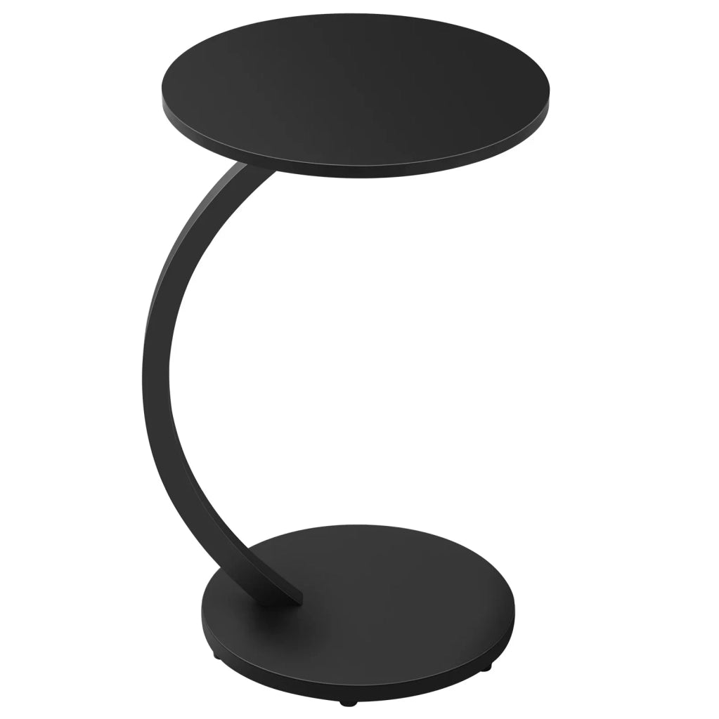 Tavolino laterale a C rotondo in MDF e metallo; nero; ? 40 x 64;5 cm