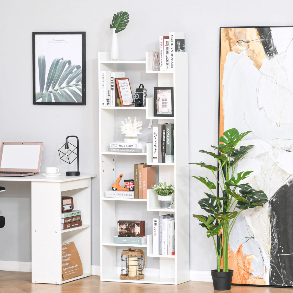 Libreria 6 livelli design irregolare ¨C zephmum ¨C bianco 60x21x162.5