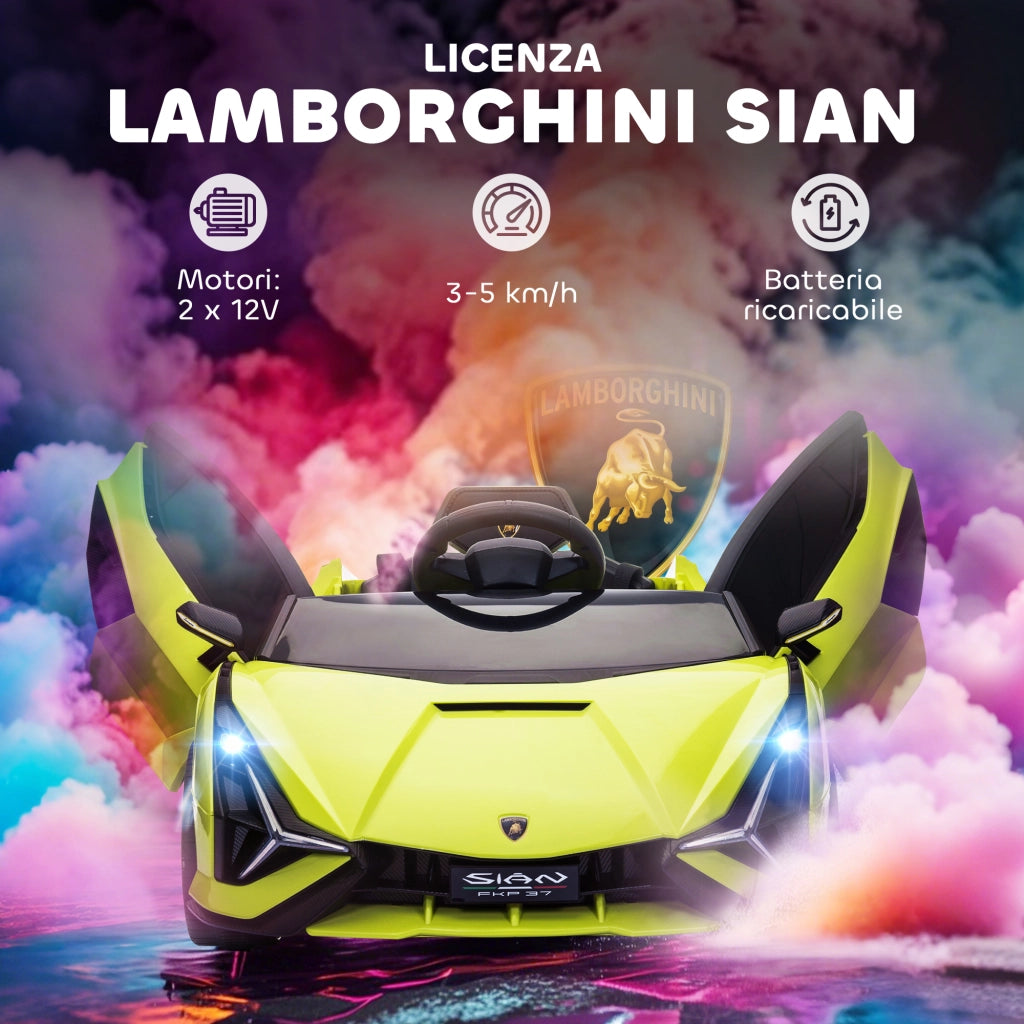 Auto Elettrica Bambini 12V Lamborghini ¨C zephmum ¨C Verde con Telecomando