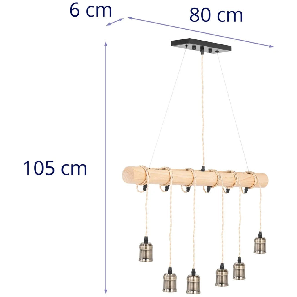 Plafoniera con 6 lampadine cilindro in legno PP legno ferro beige nero legno 14_0009530