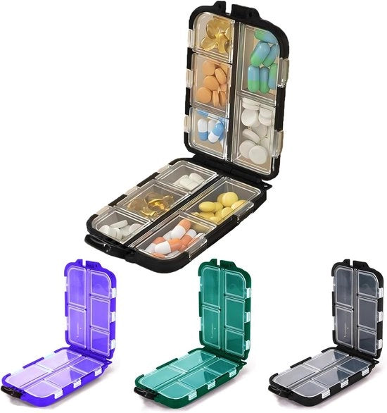 Tasabigli per tablette portatili con sezioni per vitamine e integratori - 4 pezzi