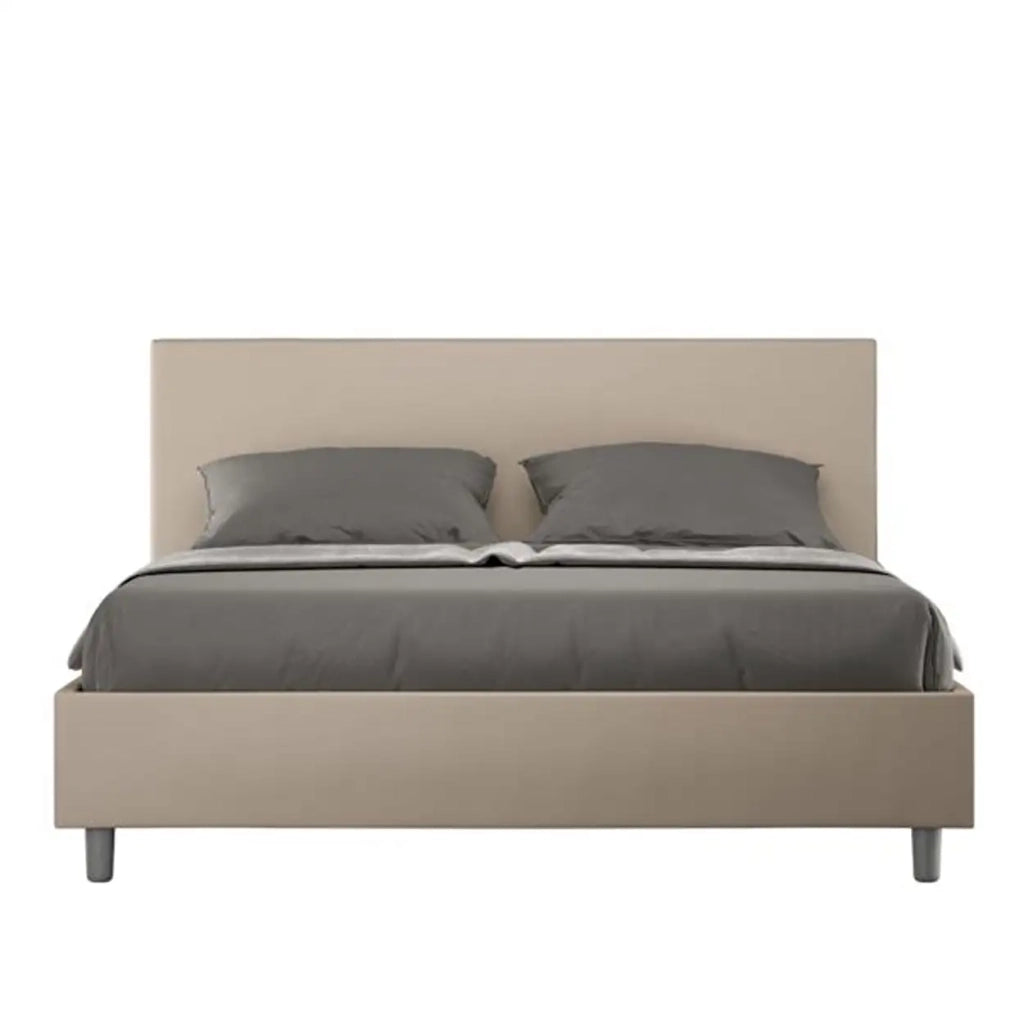 Letto matrimoniale senza rete imbottito 160x210 similpelle tortora Adele