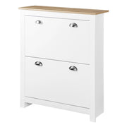 Scarpiera 2 Cassetti a Ribalta con Ripiano Regolabile ¨C Zephmum ¨C 79x23x90.5 cm, Bianco