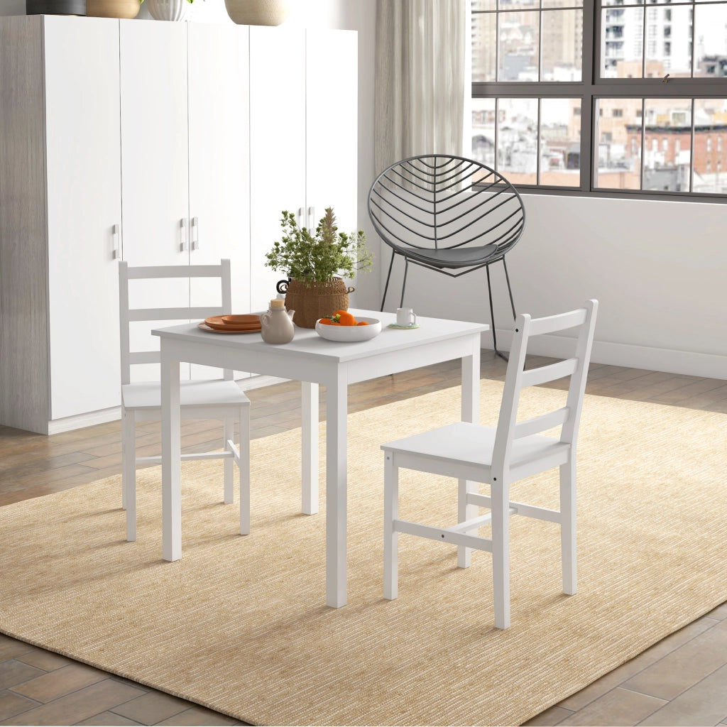 Tavolo da pranzo allungabile con sedie ¨C Minimal ¨C Legno massello bianco