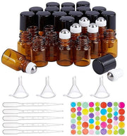 Set di flaconi in vetro 30 pezzi 2 ml - colore ambra - con bocchetta nera - con gocciolatore - ideale per oli essenziali - flaconi oli essenziali
