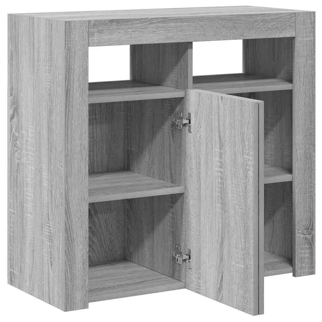 Credenza | Madia | Buffet da pranzo | Armadio da pranzo con Luci LED Grigio Sonoma 80x35x75 cm