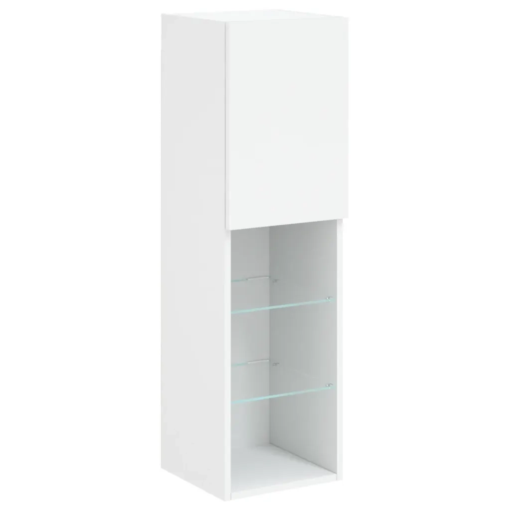 Mobili Porta TV con Luci LED 2 pz Bianchi 30,5x30x102 cm 837016