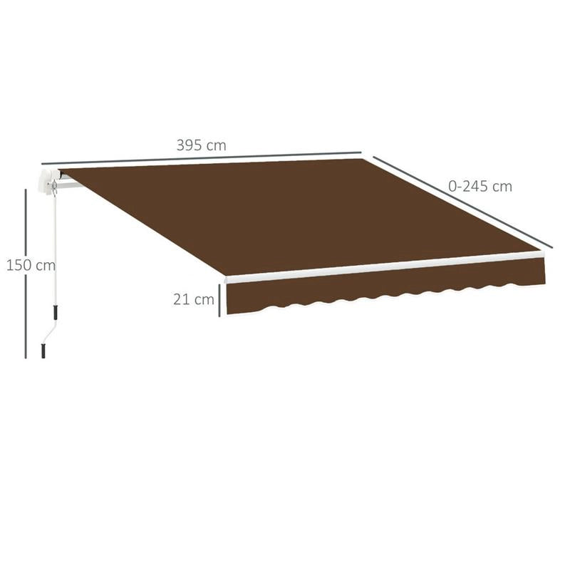 TENDA DA SOLE PER ESTERNO AVVOLGIBILE A MANOVELLA IN METALLO 395 X 245CM RUGGINE