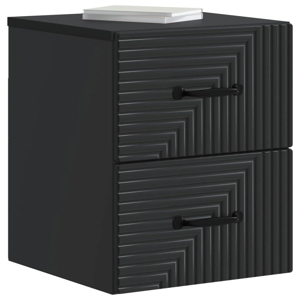 Mobiletto da notte a muro 2 pz Nero 34,5 x 33 x 40 cm 898638