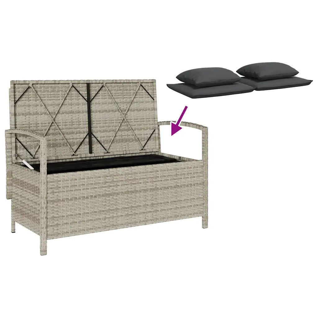 vidaXL Panca Portaoggetti da Giardino con Cuscino in Polyrattan