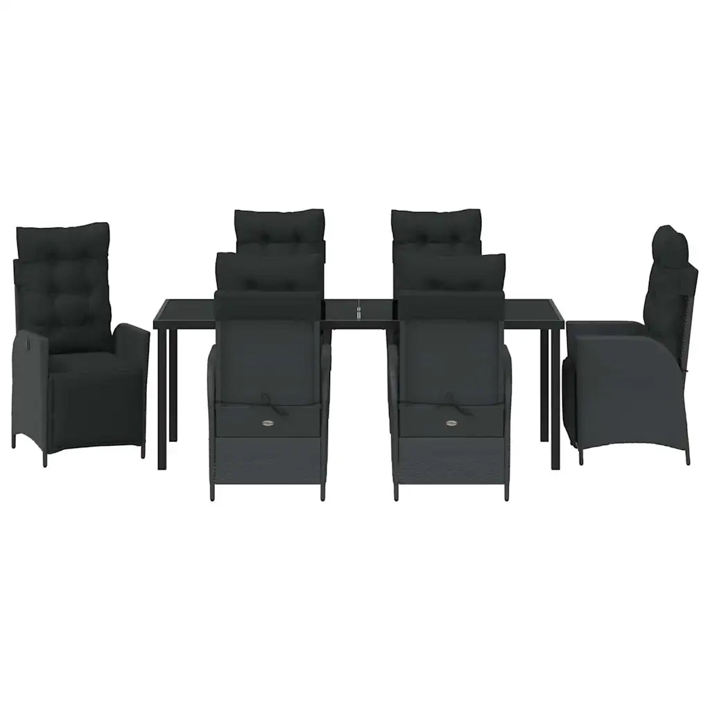Set da Pranzo per Giardino con cuscino 7 pcs Nero polyrattan 3380538