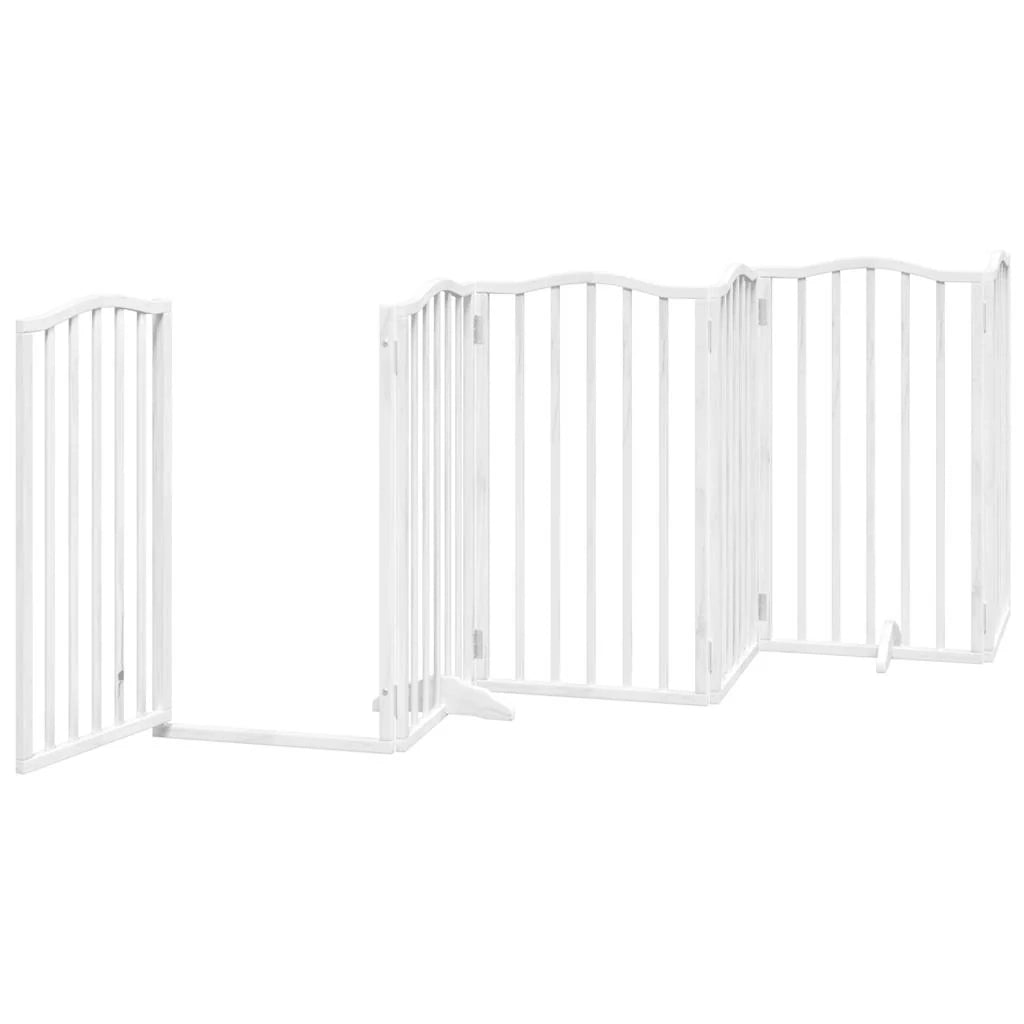 Cancelletto e porta di sicurezza per animali domestici 6 pannelli legno di pioppo bianco 02_0023354