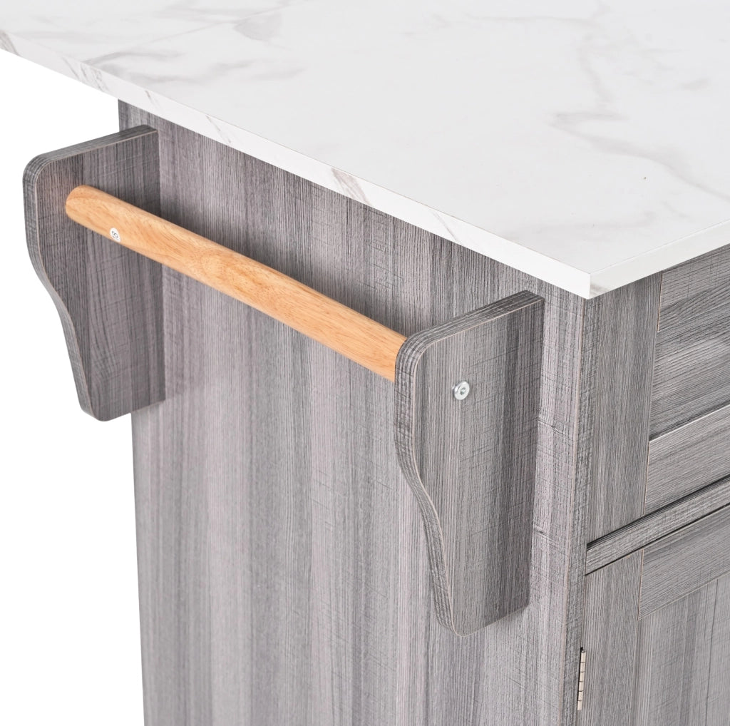 Carrello da cucina 139x46(71)x91.5 cm con piano pieghevole e ampio spazio contenitivo in MDF grigio