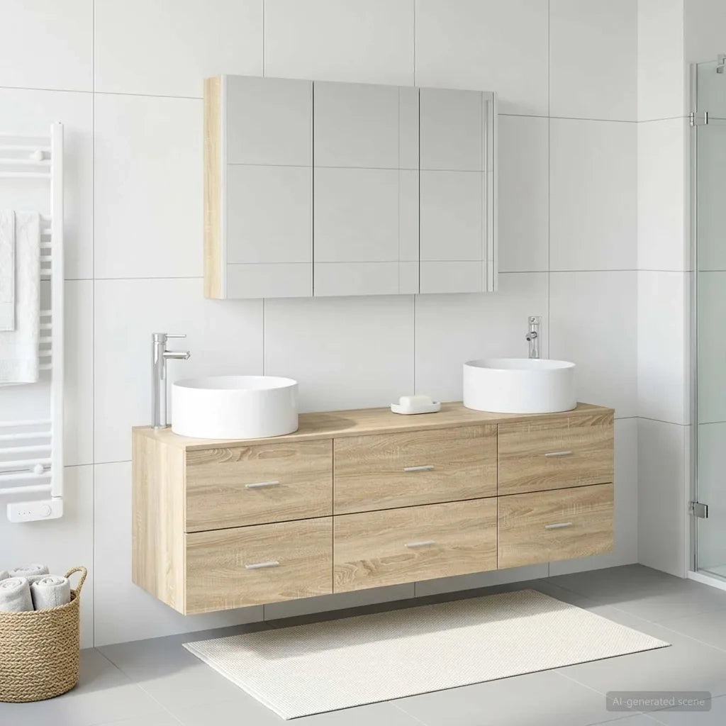 Set di mobili per il bagno 4 pcs Rovere Sonoma 3407065