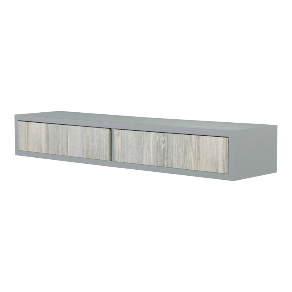 Mensola da Muro con 2 Cassetti Modello DOMINO, Comodino Sospeso, Mensola da Parete, 88.2x13.4 p20 cm. Finitura SASSO/R.GRIGIO - MADE IN ITALY