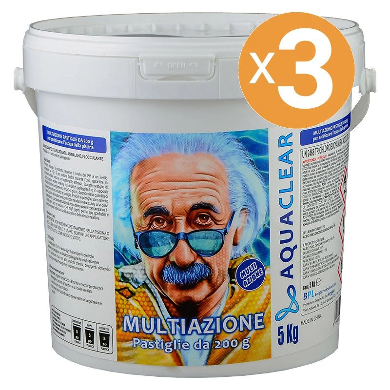 Pastiglie multiazione piscina 4 in 1 da 200 g blisterate AQUACLEAR Quantità confezione: 3 confezioni